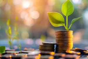 © Poorna Himasha - stock.adobe.com Pflanze wächst aus Münzstapel