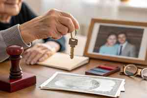 © Liana - stock.adobe.com Ältere Person mit Schlüssel in der Hand